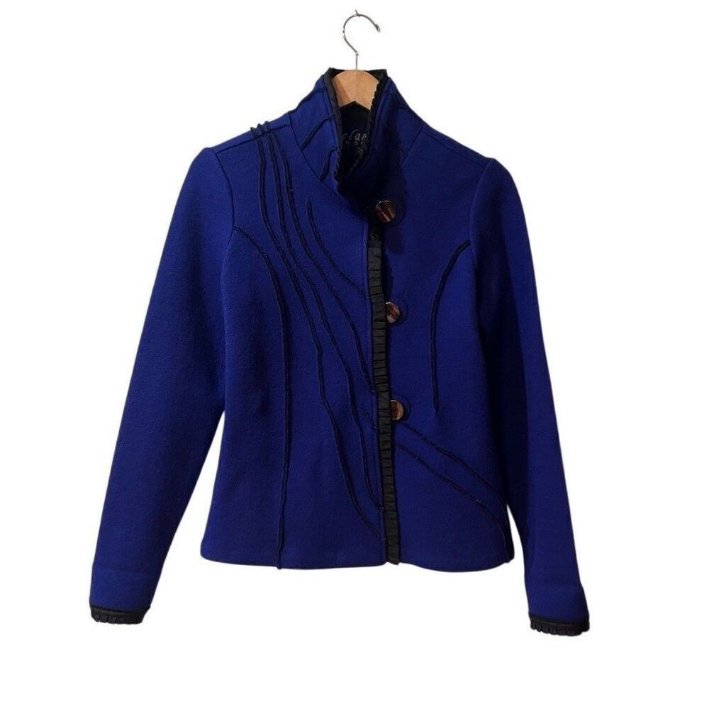 ICELANDIC DESIGN Wool Jacket Women's Size S Blue Western Aztec Southwest Tribal
